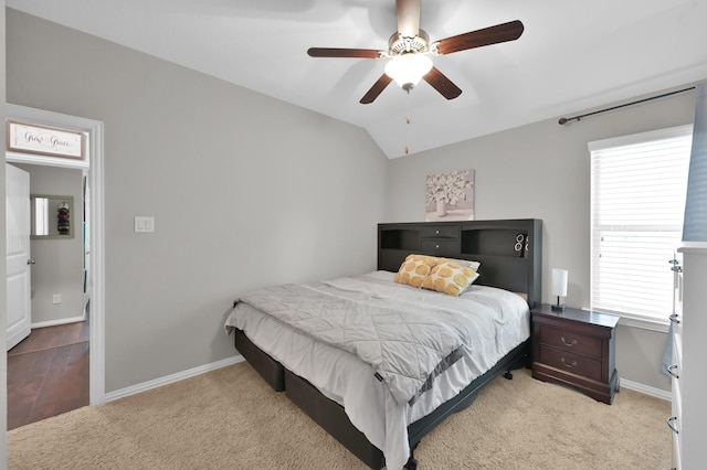 138 Verismo Ct, Montgomery, TX 77316 - bedroom with light colored carpet, vaulted ceiling, and ceiling fan