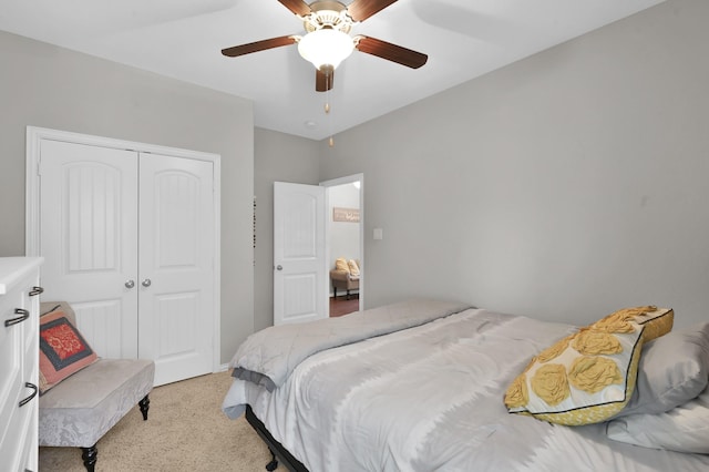 138 Verismo Ct, Montgomery, TX 77316 - bedroom featuring a closet, light colored carpet, and a ceiling fan
