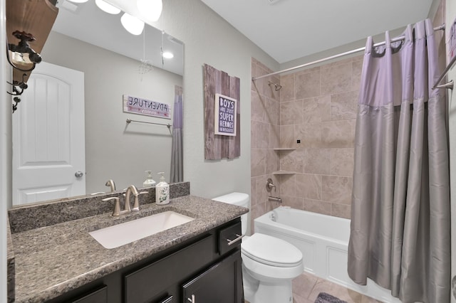 138 Verismo Ct, Montgomery, TX 77316 - bathroom featuring vanity, shower / bath combo with shower curtain, and tile patterned flooring