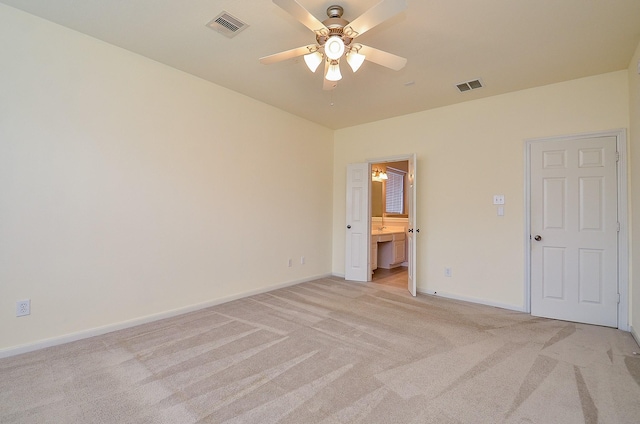 25314 Sandy Trace Ln, Katy, TX 77494 - unfurnished bedroom featuring light carpet, ensuite bathroom, and ceiling fan
