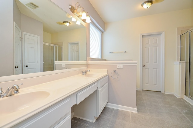 25314 Sandy Trace Ln, Katy, TX 77494 - full bath with double vanity, a shower stall, and tile patterned flooring