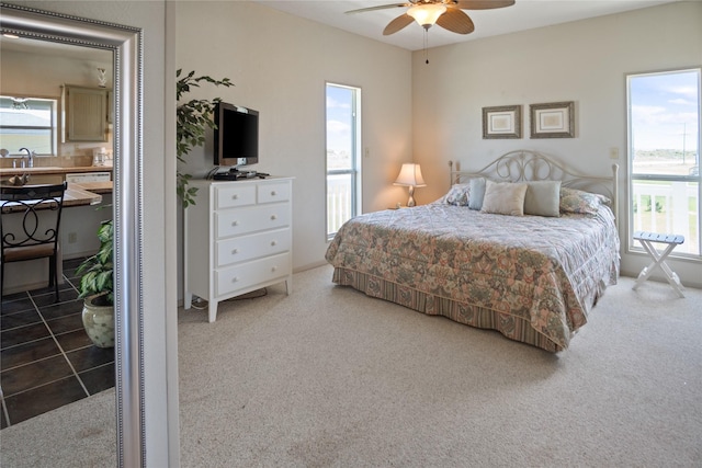 3101 Diane, Crystal Beach, TX 77650 - bedroom featuring carpet, a sink, and ceiling fan
