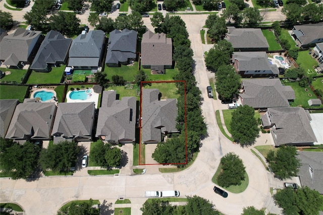 24910 Crystal Stone Ln, Katy, TX 77494 - aerial view of residential area with a pool and property parcel outlined