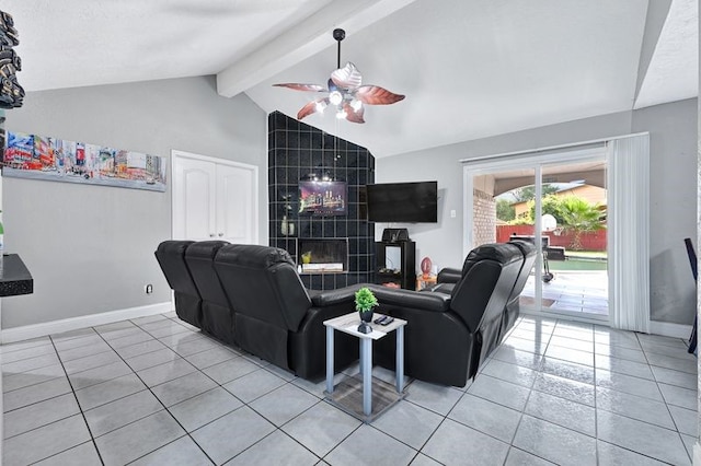 11703 Teaneck Dr, Houston, TX 77089 - living area featuring light tile patterned flooring, a ceiling fan, and baseboards