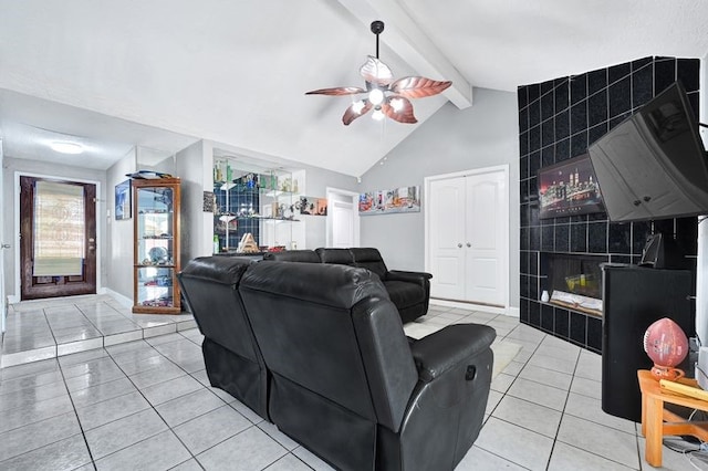 11703 Teaneck Dr, Houston, TX 77089 - living area with ceiling fan, light tile patterned floors, and baseboards
