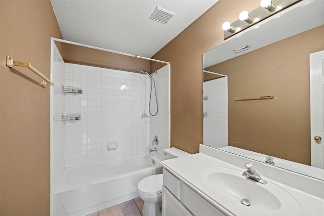 21055 Southern Colony Ct, Katy, TX 77449 - full bath with vanity, shower / bath combination, tile patterned floors, and a textured ceiling