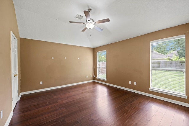 21055 Southern Colony Ct, Katy, TX 77449 - unfurnished room with a ceiling fan, healthy amount of natural light, wood finished floors, and lofted ceiling