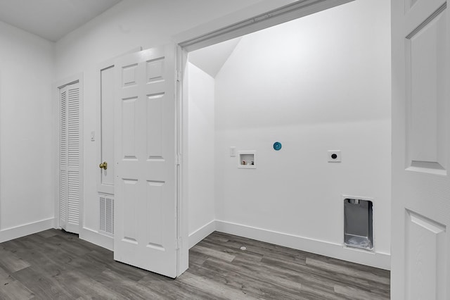 2332 Wavell St, Houston, TX 77088 - laundry area with hookup for a washing machine, dark wood-style floors, and hookup for an electric dryer