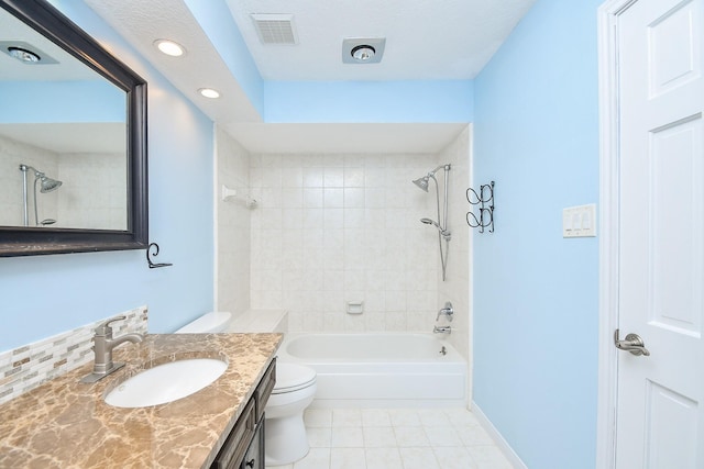 12903 Cluster Pine Dr, Cypress, TX 77429 - bathroom with vanity, tile patterned flooring, shower / bathtub combination, and recessed lighting