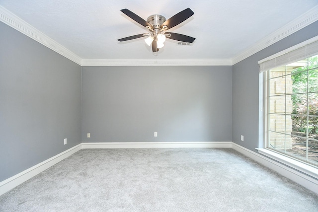 12903 Cluster Pine Dr, Cypress, TX 77429 - carpeted spare room featuring crown molding and ceiling fan