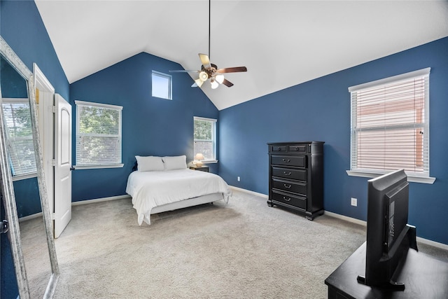 122 Cheswood Forest Dr, Montgomery, TX 77316 - bedroom featuring lofted ceiling, a ceiling fan, and carpet flooring