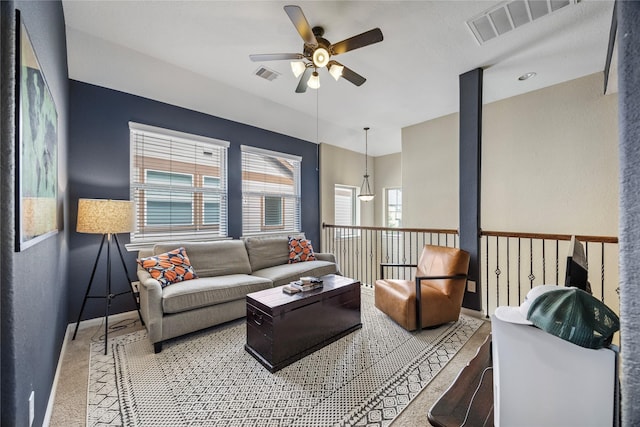 122 Cheswood Forest Dr, Montgomery, TX 77316 - living area featuring a ceiling fan and carpet