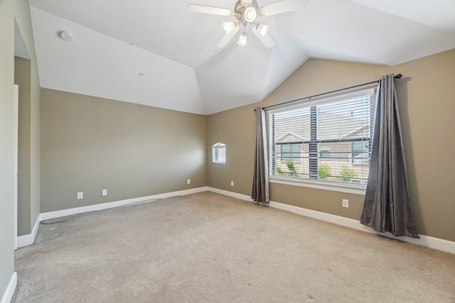11315 S Main St Unit 1205, Houston, TX 77025 - unfurnished room featuring carpet, vaulted ceiling, a ceiling fan, and a smoke detector
