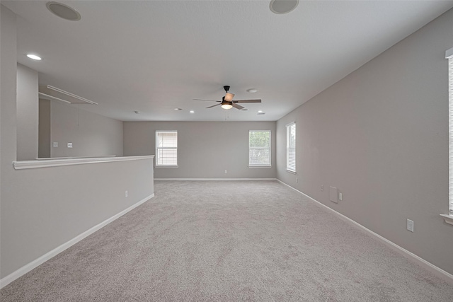 6723 Green Pear Ln, Houston, TX 77049 - unfurnished room with attic access, recessed lighting, a ceiling fan, and carpet floors