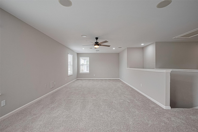 6723 Green Pear Ln, Houston, TX 77049 - unfurnished room with ceiling fan, attic access, carpet floors, and recessed lighting