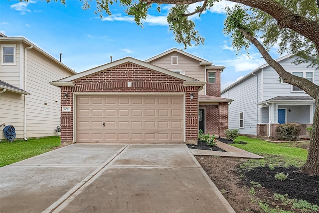 6723 Green Pear Ln, Houston, TX 77049 - traditional home featuring brick siding, an attached garage, and concrete driveway