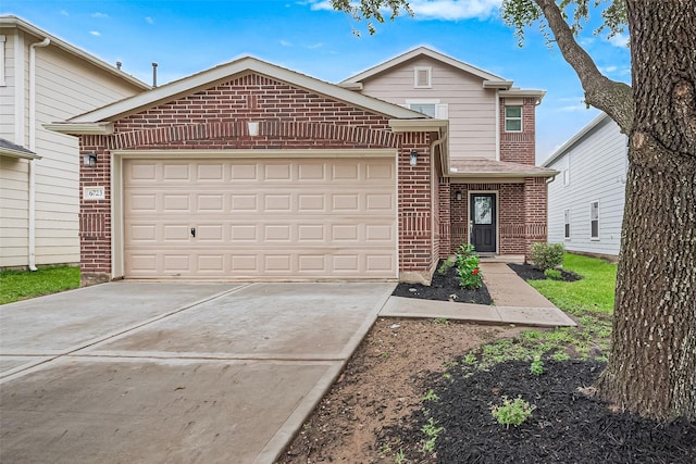 6723 Green Pear Ln, Houston, TX 77049 - traditional-style house with brick siding, driveway, and an attached garage