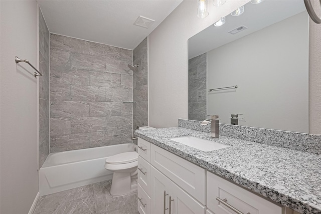 6723 Green Pear Ln, Houston, TX 77049 - full bathroom featuring vanity, shower / washtub combination, and marble finish floors