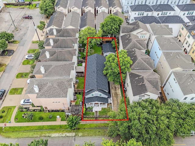 2408 Beall St, Houston, TX 77008 - aerial view of residential area featuring property boundaries highlighted