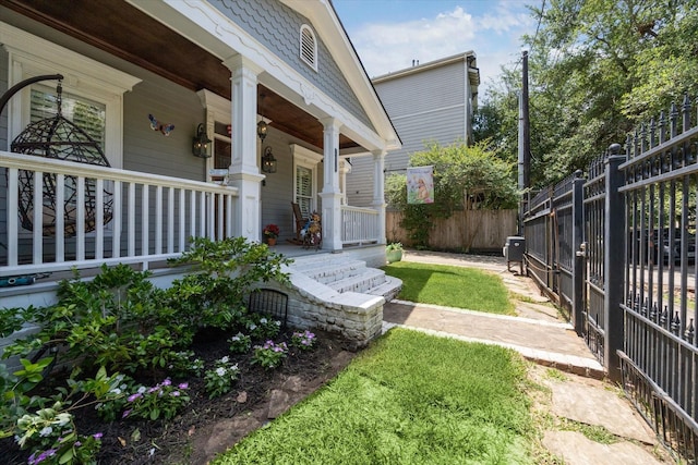 2408 Beall St, Houston, TX 77008 - fenced backyard with a porch