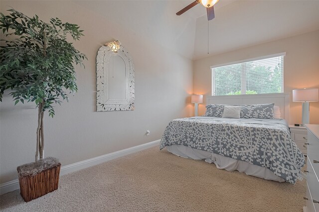 28210 Green Forest Bluff Trl, Katy, TX 77494 - bedroom featuring carpet floors, a ceiling fan, and vaulted ceiling