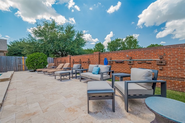 28210 Green Forest Bluff Trl, Katy, TX 77494 - fenced backyard featuring a patio area and outdoor lounge area