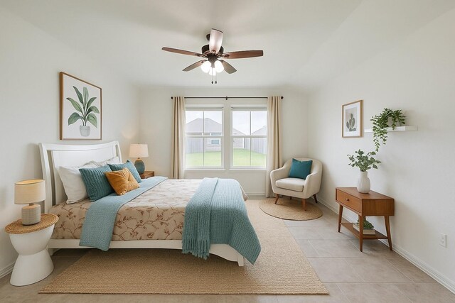 1114 Cattle Chute Ct, Rosharon, TX 77583 - bedroom featuring light tile patterned floors, baseboards, and ceiling fan