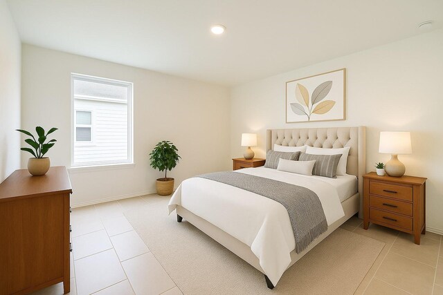 1114 Cattle Chute Ct, Rosharon, TX 77583 - bedroom with light tile patterned floors, baseboards, and recessed lighting