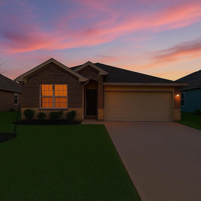 1114 Cattle Chute Ct, Rosharon, TX 77583 - single story home featuring concrete driveway, a garage, brick siding, and a front yard