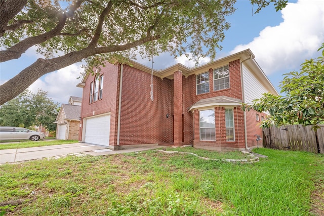 13814 Fort Nelson Dr, Houston, TX 77083 - traditional-style house with a garage, concrete driveway, and brick siding
