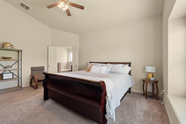 19110 Macallan Ln, Katy, TX 77449 - carpeted bedroom with lofted ceiling and ceiling fan