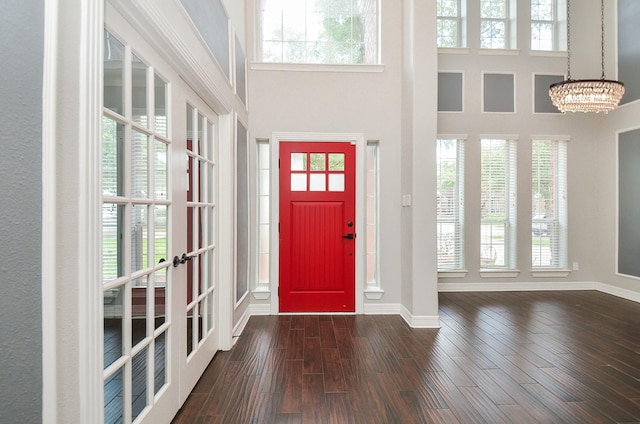 16210 S Temple Dr, Houston, TX 77095 - entryway featuring french doors, a chandelier, plenty of natural light, and a high ceiling