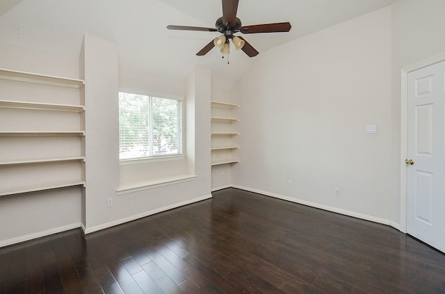 16210 S Temple Dr, Houston, TX 77095 - unfurnished room featuring vaulted ceiling, a ceiling fan, and hardwood / wood-style flooring