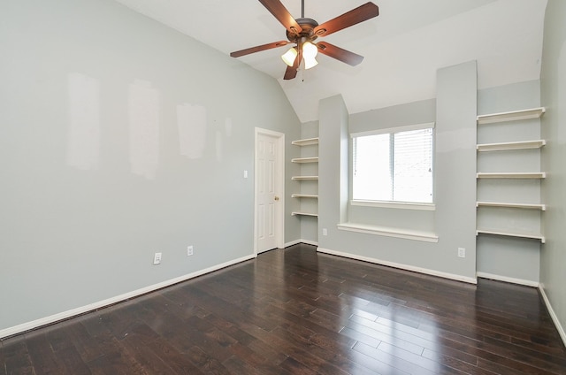 16210 S Temple Dr, Houston, TX 77095 - spare room featuring lofted ceiling, hardwood / wood-style flooring, and a ceiling fan