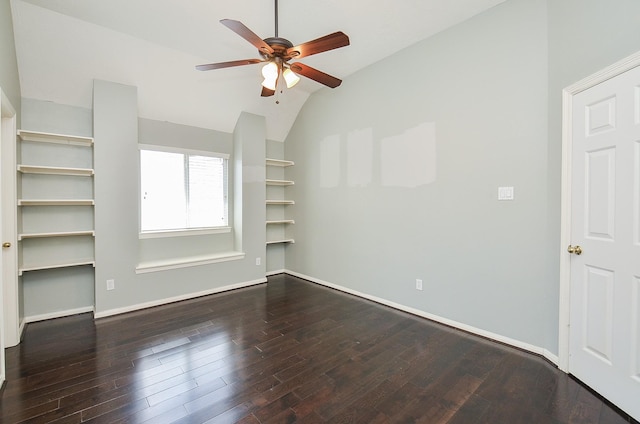 16210 S Temple Dr, Houston, TX 77095 - empty room with ceiling fan, hardwood / wood-style flooring, and vaulted ceiling