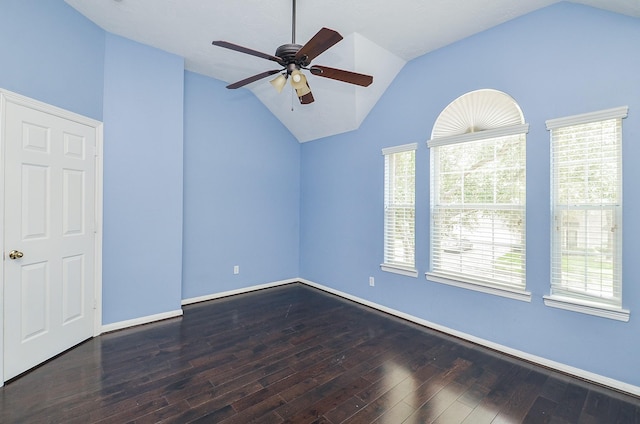 16210 S Temple Dr, Houston, TX 77095 - unfurnished room featuring lofted ceiling, hardwood / wood-style floors, and a ceiling fan
