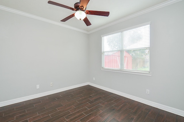 16210 S Temple Dr, Houston, TX 77095 - spare room featuring dark wood-style flooring, crown molding, and a ceiling fan