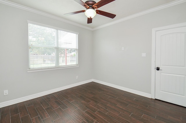 16210 S Temple Dr, Houston, TX 77095 - empty room with ceiling fan, dark wood-style floors, and crown molding