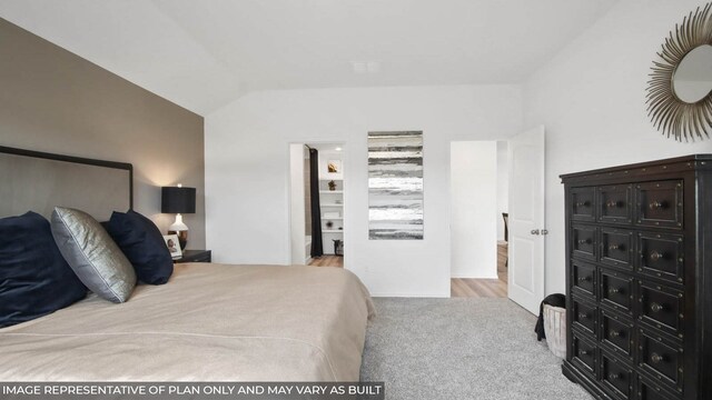 5446 Pinetree Crescent Ln, Spring, TX 77373 - bedroom with vaulted ceiling and carpet flooring