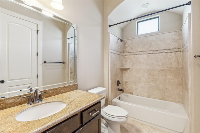 506 Knox St Unit A, Houston, TX 77007 - bathroom featuring vanity, bathing tub / shower combination, and vaulted ceiling