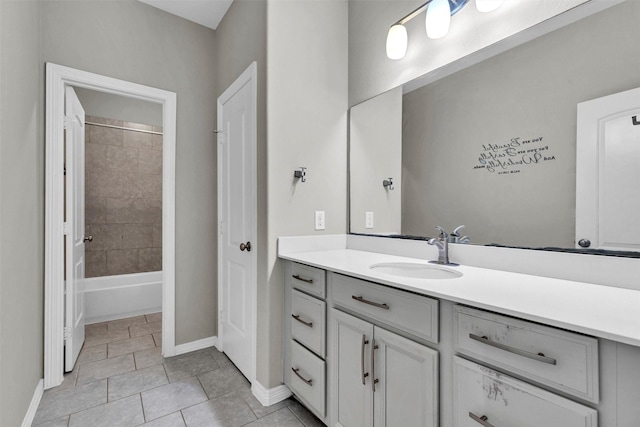 4511 Hickory Branch Ln, Sugar Land, TX 77479 - bathroom with vanity, tile patterned floors, and shower / tub combination