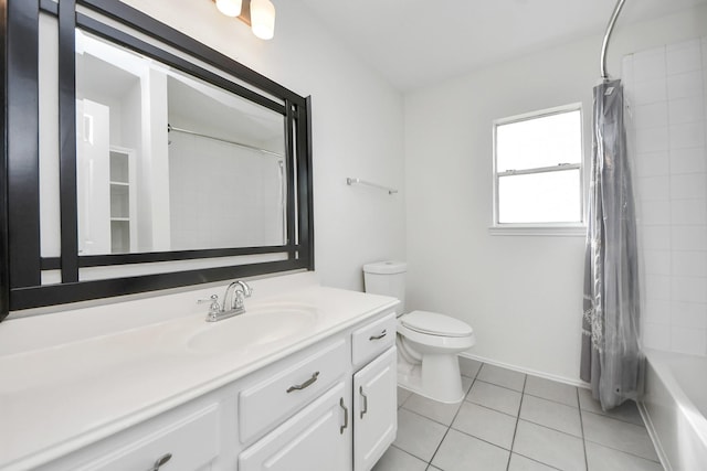 9226 Wichita Dr, La Porte, TX 77571 - bathroom with vanity, tile patterned floors, and shower / bath combo with shower curtain
