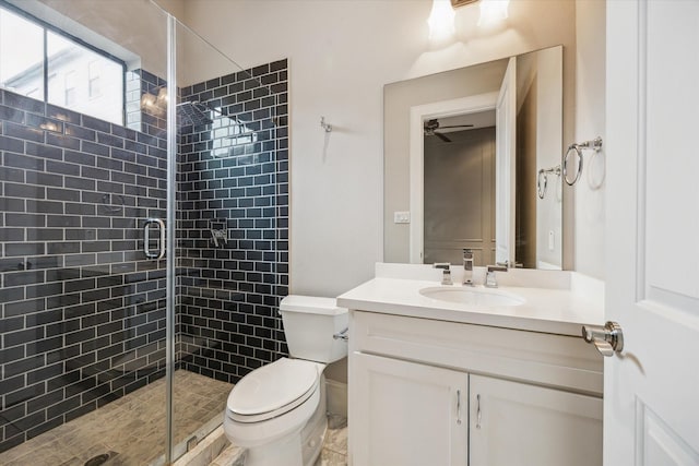 6018 Maxie St Unit B, Houston, TX 77007 - full bathroom featuring a stall shower, vanity, and ceiling fan