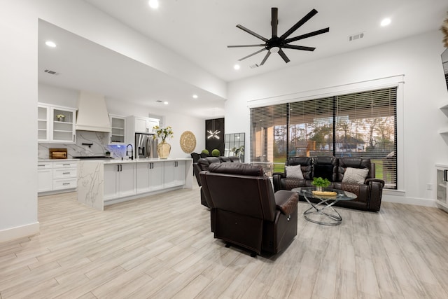 12 Rd 662, Dayton, TX 77535 - living area with a ceiling fan, light wood-style flooring, and recessed lighting
