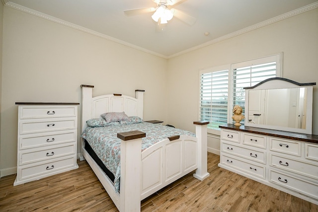 27814 Cenizo Park Ct, Katy, TX 77494 - bedroom featuring crown molding, light wood finished floors, and a ceiling fan