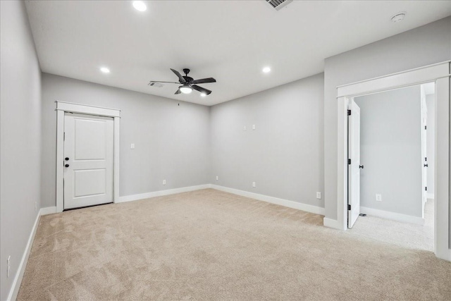 7722 Pond Cir, Beaumont, TX 77707 - spare room with carpet floors, a ceiling fan, recessed lighting, and a smoke detector