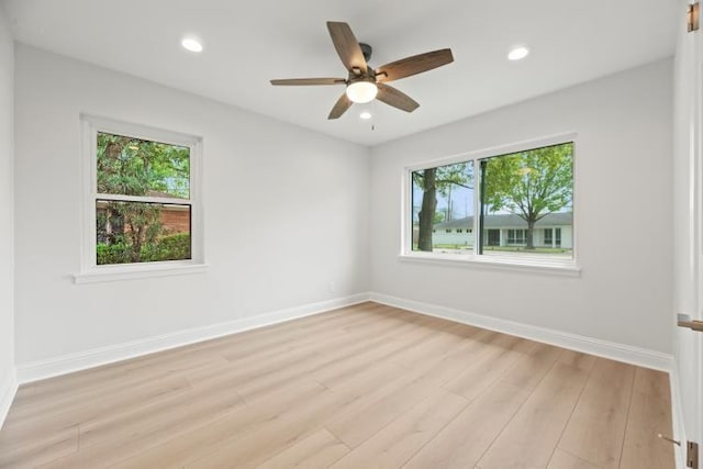 4406 Merwin St, Houston, TX 77027 - spare room featuring plenty of natural light, light wood-style floors, recessed lighting, and a ceiling fan