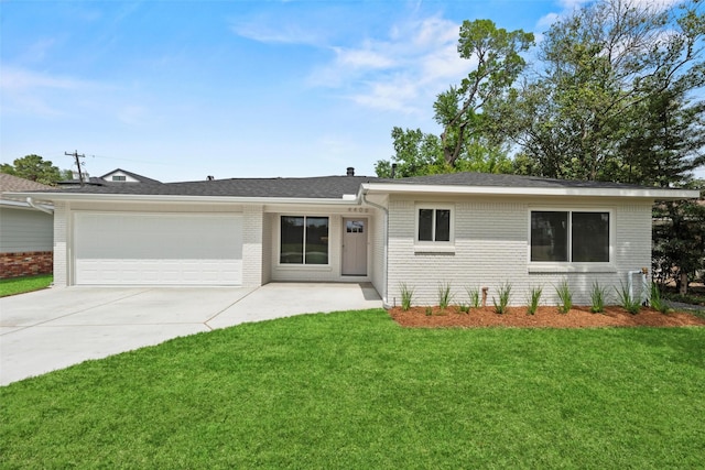 4406 Merwin St, Houston, TX 77027 - ranch-style home with driveway, brick siding, an attached garage, and a front lawn