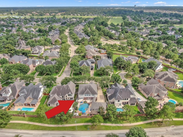 1415 Kennoway Park Dr, Spring, TX 77379 - aerial view of residential area featuring a pool