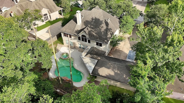 13322 Castlecombe Dr, Houston, TX 77044 - aerial view of property and surrounding area featuring a pool